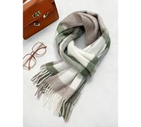 (Green and white checkered, 190cm) Men's & Women's Pure Wool Scarf - New Autumn Winter Plaid Neckwear, Warm Versatile Gift Wrap