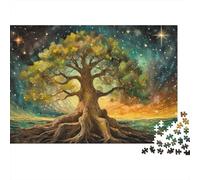 Green Árboles Under The Starry Sky Puzzle De 1000 Piezas Interesante Rompecabezas para Adultos De 1000 Piezas Decoracion Entretenimento 1000pcs (75x50cm)