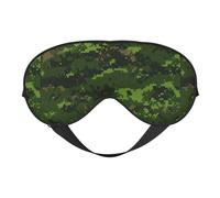 Green Army - Máscara de ojos suave con estampado de camuflaje digital, funda reversible para viajes, correa ajustable, oscurecimiento y sueño