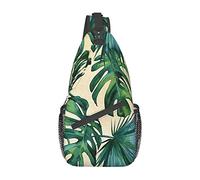 Green Banana Leaves Little Raccoon Face Sling Bag, Mochila de Hombro, Paquete de Pecho, Mochila Cruzada Informal para Mujeres, Hombres, Viajes de Senderismo