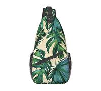 Green Banana Leaves Pomeranians Puppies and Point Crossbody Bag, Sling Chest Cross Body Bag para Hombres y Mujeres, Utilizado para el Ocio y los Viajes