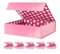 GREEN BEAN 5 cajas de regalo de 13.5 x 10 x 3.5 pulgadas, caja de regalo decorativa para ropa, caja plegable con tapa magnética para embalaje de regalo (rosa brillante)