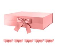 GREEN BEAN 6 cajas de regalo grandes con tapas para regalos de 13 x 9.7 x 3.4 pulgadas, cajas de regalo magnéticas de oro rosa con cinta, cajas de propuesta de dama de honor, cajas de regalo de lujo