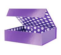 GREEN BEAN Caja de regalo de 13.5 x 10 x 3.5 pulgadas, caja de regalo grande con tapa, caja de regalo de camisa, caja de regalo magnética para embalaje de regalo (morado metálico brillante, diseño de