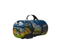 Green Beautiful Village District Sports Bag Tote Bag Bolsa de gimnasio impermeable con correa para el hombro Cremallera 2 bolsillos laterales para hombres y mujeres, bolsa de hombro de viaje y almacen