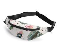 Green Bloom Cactus Plants Watercolor Hummingbird Flower Fanny Pack, riñonera Deportiva para niños Adultos para Hombres y Mujeres
