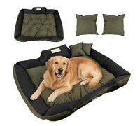 Green Blue - Cama Impermeable para Perros de 115 x 95 cm, Material Cordura Resistente a Arañazos, Relleno de Silicona Suave, Lavable a 30°C, Incluye 2 Cojines, Color Verde