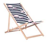 Green Blue GB183 Tumbona Plegable de Madera de Haya para jardín y Playa, con Respaldo Ajustable en 3 Posiciones e impresión por sublimación de Alta definición con Motivos Tropicales (Flaming)