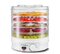Green Blue GB190 Deshidratador con regulador de Temperatura 35-70° Secador de Alimentos para Setas, Verduras y Frutas, 5 Placas 4,5 cm, 350 W, Plástico, Blanco