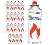 Green Blue GB227 Cartucho de Gas de 227 g (386 ml) de butano, con Rosca EN417 y válvula automática Reutilizable para hornillos de Camping | Rango de Temperatura: de -10 °C a +40 °C (1, Incoloro)