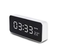 Green Blue GB397 Reloj Despertador Digital con Termómetro, 2 Alarmas/Función Snooze, Función de Cuenta Regresiva, Pantalla de Temperatura, Alimentado Mediante Puerto USB, Blanco