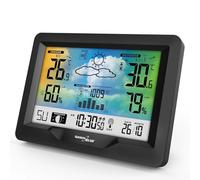 Green Blue GB540N Estación Meteorológica con Pantalla a Color Radio Reloj DCF | Temperatura Interior y Exterior, Pronóstico del Tiempo, Visualización de la Fase Lunar, Sensor Exterior con Pantalla LCD