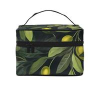 Green Branch Olive - Bolsa de maquillaje de viaje, organizador portátil de artículos de tocador con compartimentos con cremallera para cepillos, botellas y cuidado de la piel