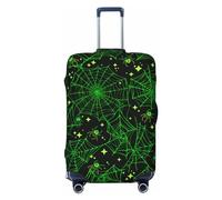 Green Bright Web with Spiders Fundas de equipaje de viaje - Fundas elásticas para maletas protectoras para equipaje de 18 a 32 pulgadas, Negro -, X-large