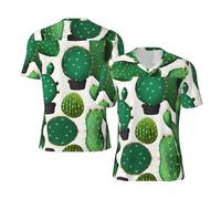 Green Cactus - Camiseta deportiva de fútbol para hombre, cuello en V, manga corta, ajuste holgado, Negro, XXL