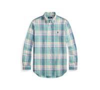 Green Camisa de lino con cuadros Custom Fit L