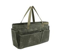 Green Camping Bag, Wet Wax Canvas Tote, Utensils Storage Bag, Camping Tableware Bag, Tool Bag Organizer, Firewood Carrying Bag, Garden Tool Bag Organizer for Camp Cooking Grilling BBQ Outdoor