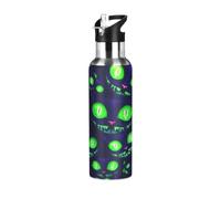 Green Cat Eyes - Botella de agua de acero inoxidable de 20 onzas, sin BPA, botella de agua deportiva a prueba de fugas