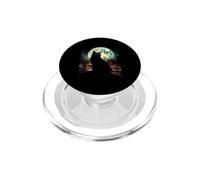 Green Cat Luna Llena Ciudad Vigilante Noche Felino PopSockets PopGrip para MagSafe