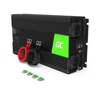 Green Cell® 1500W/3000W 12V a 220V/230V Onda sinusoidal Pura Inversor de Corriente DC AC Power Inverter Transformador de Voltaje para Coche Camion con Puerto USB y Pinzas de conexión a batería