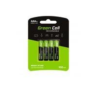 Green Cell 950mAh 1.2V Paquete de 4 baterías recargables Ni-MH tipo AAA, precargadas, de alta capacidad, batería HR03, autodescarga baja
