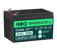 Green Cell LFPGC12V12AH CUBE Batería LiFePO4 12Ah 12.8V 153.6Wh Litio-Hierro-Fosfato para Silla de ruedas, Juguetes, Scooter