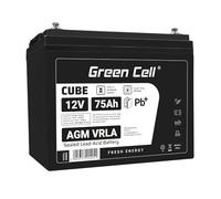Green Cell Batería de Repuesto AGM de 12 V 75 Ah con batería IP54, de Plomo VRLA, de Repuesto, de Suministro, Resistente a ciclos, sin Mantenimiento, Barco eléctrico, Motor de
