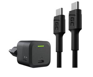 Green Cell Cargador 33W GAN PowerGaN con 1x USB-C PowerDelivery QC 3.0 Compatible con PPS, Samsung AFC, Huawei FCP/SCP con Cable GC PowerStream | 1,2m USB C - Tipo C Nylon Cargador 60W PD
