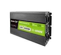 Green Cell Convertidor de Voltaje LCD 3000W/6000W, 24V a 230V, Onda Sinusoidal Pura, Convertidor CC a CA para Coche y Caravana