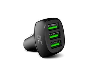 Green Cell® GC PowerRide 54W Cargador de Coche USB de 3 Puertos, Encendedor de Cigarrillos Ultra Charge Compatible con iPhone 13 12 11 XS X SE | Samsung Galaxy S22 S21 S20 Note 20 | Xiaomi Mi 12 11