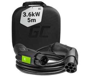 Green Cell GC Tipo 1 Cable de Carga EV Vehículo Eléctrico PHEV | 3.6kW | 16A | 5M | Tipo 1 a Tipo 2 | Monofásico | Compatible con C-Zero, Partner Electric, Ion, Focus Electric, Soul EV, Prius, Leaf