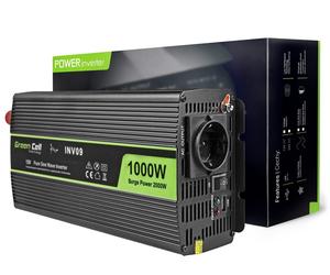 Green Cell INV09 adaptador e inversor de corriente Auto 1000 W Negro