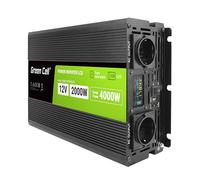 Green Cell Inversor de Corriente LCD 2000W/4000W 12V a 230V, Onda Sinusoidal Pura, Conector Schuko Tipo F, DC AC para Caravana, Coche y Camping