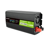 Green Cell Inversor de Corriente LCD 500W/1000W 12V a 230V, Onda Sinusoidal Pura, Conector Schuko Tipo F, Convertidor DC AC para Caravana, Coche y Camping