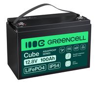 Green Cell LFPGC12V100AH CUBE Batería LiFePO4 100Ah 12.8V 1280Wh Litio-Hierro-Fosfato para Energía fotovoltaica, Caravanas, Barcos