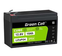 Green Cell LFPGC12V10AH CUBE Batería LiFePO4 10Ah 12.8V 128Wh Litio-Hierro-Fosfato para suministro de energía de emergencia e iluminación, centrales de alarma