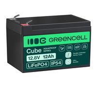 Green Cell LFPGC12V12AH CUBE Batería LiFePO4 12Ah 12.8V 153.6Wh Litio-Hierro-Fosfato para Silla de ruedas, Juguetes, Scooter