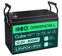 Green Cell LFPGC12V200AH CUBE Batería LiFePO4 200Ah 12.8V 2560Wh Litio-Hierro-Fosfato para Autocaravana, Paneles solares, Food Truck