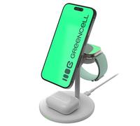 Green Cell MagScape Cargador MagSafe 3 en 1 Compatible con iPhone, Blanco | Carga inalámbrica de hasta 15W, compatible con iPhone 16 15 14 13, Apple Watch y AirPods - ideal para escritorio y viajes