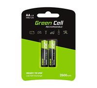 Green Cell Pilas Recargables AA 1.2V 2600mAh - 2 Piezas de Baterías AA Ni-MH para Uso Diario, Juguetes, Mandos a Distancia y Otros Dispositivos Electrónicos