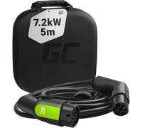 Green Cell Tipo 2 Cable de Carga EV Vehículo Eléctrico PHEV 7.2kW 32A 5 Metros Monofásico Compatible con 500e, e-208, 3008 PHEV, XC40, Cooper SE, i3, ID.3, Leaf, e-C4