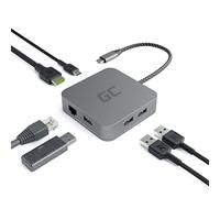 Green Cell® USB-C HUB Adaptador 6 en 1 (3X USB 3.0, HDMI 4K, Ethernet, USB-C) con Power Delivery 87W para MacBook Pro 13/15, DELL XPS 13/15 y Compatible con Dex Samsung S10 / S10 + / S10e / S9 + / S9