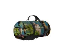 Green Chillon Chateau Sports Bag Tote Bag Bolsa de Gimnasio Impermeable con Correa para el Hombro Cremallera 2 Bolsillos Laterales para Hombres y Mujeres, Bolsa de Hombro de Viaje y Almacenamiento.