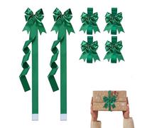 Green Christmas Cabinet Bows - Bow Holiday Decor, 6 piezas grandes lazos de cinta para gabinetes | Green Bow Easy Install Kitchen Christmas Decorations for Tree, Wreath, Front Door, Window, Wall