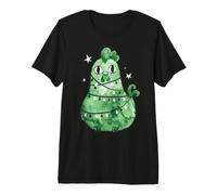 Green Christmas Chicken Wrapped in Lights Holiday Art Camiseta Premium