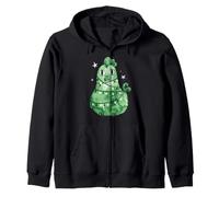 Green Christmas Chicken Wrapped in Lights Holiday Art Sudadera con Capucha