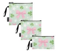 Green Clover - Bolsas reutilizables de 3 piezas para sándwiches y aperitivos, impermeables, bolsa de maquillaje para niños, estudiantes, adultos