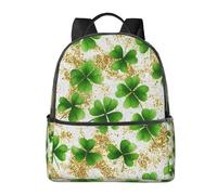 Green Clover - Mochila para mujeres y hombres, con monedas doradas, mochila escolar para adolescentes, mochila casual para la universidad, viajes y trabajo