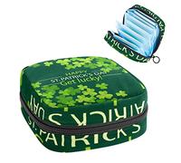 Green Clovers Saint Patrick-S-Day - Bolsa de almacenamiento para servilletas sanitarias, Varios colores, 4.7x6.6x6.6 in/12x17x17 cm