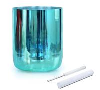 Green Colored Crystal Singing Bowl with Crystal Striker Suede Mallet & O-ring, Clear Chakra Sound Bowl for Yoga Meditation Sound Bath(440Hz,6 inch G Note)